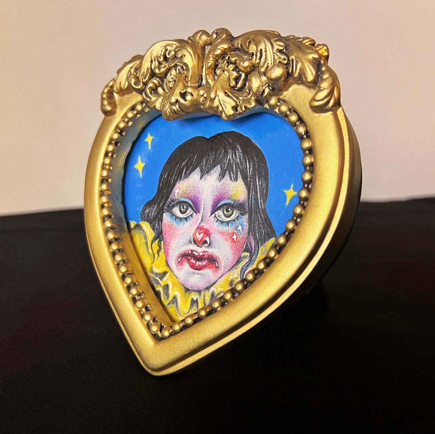 Framed Clown Girl Original Art